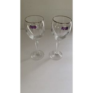 Set of 2 NEW Marquis By Waterford Crystal Allegra Platinum Crystal Wine Glasses